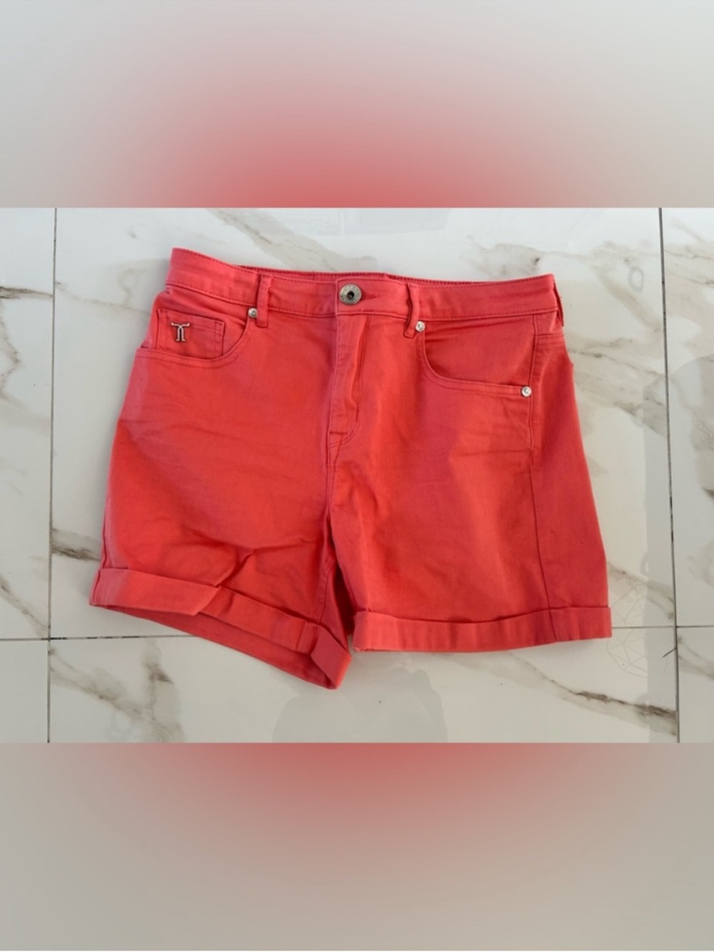 Tristan Coral Women’s Denim Shorts - Picture 2 of 5